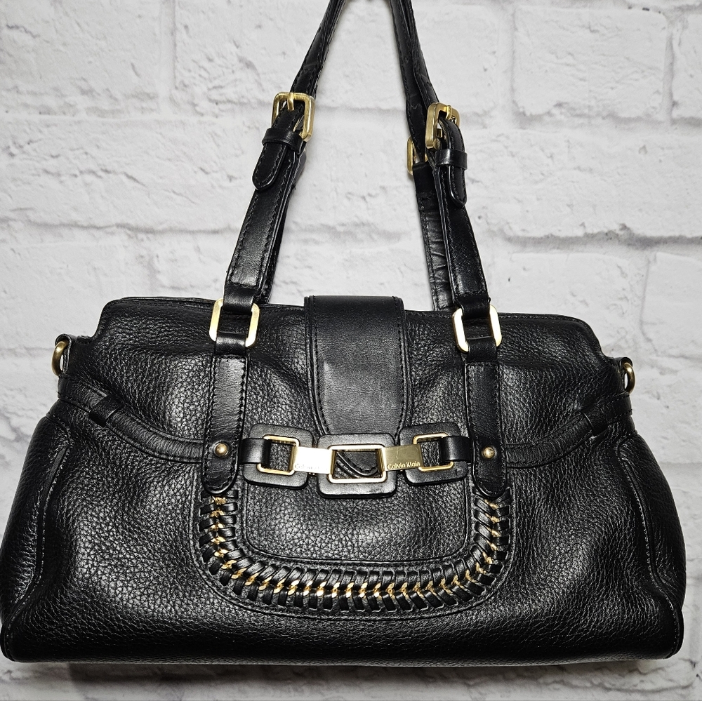EUC Calvin Klein Elegant Black Leather Handbag With Dustbag